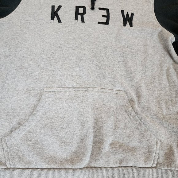 Krew Hoodie Sweatshirt‎ Men's Small Gray Black Long Sleeve Pocket Drawstring - Picture 3 of 7